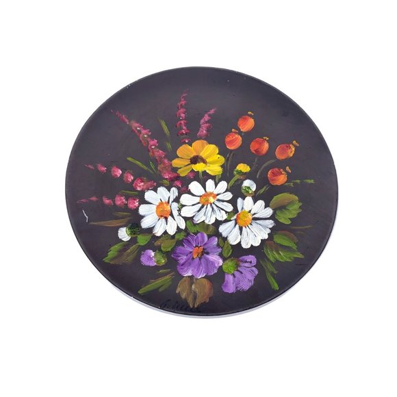 Vintage Hand Painted Plate w/ Floral Design - Anneliese Mees - Germany - 7.25" - Picture 1 of 7